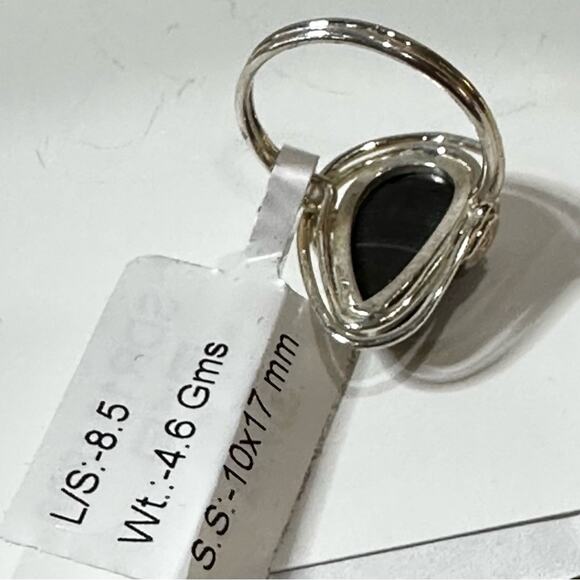 Crown Of Silver Psilomelane - Black Malachite 925 solid Silver Ring size 8.5 - Picture 2 of 4